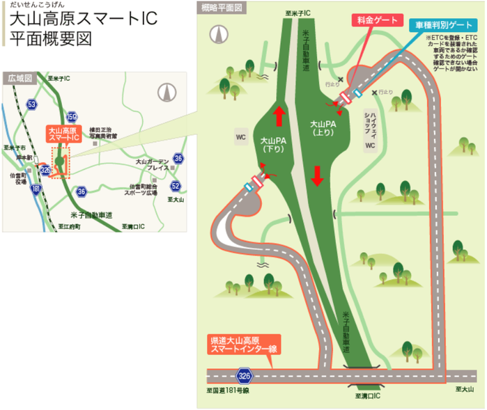 大山高原スマートインターチェンジ平面概要図